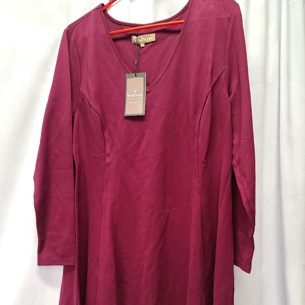 SoShow XL Midi Dress in Burgundy Wine